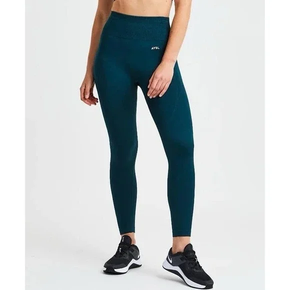 AYBL Balance V2 Seamless High Waist Compression Leggings & Bra Set‎ Blue Size S
