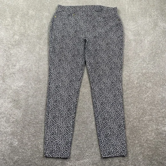 Michael Kors Women's Leopard Stretch Jegging Pull On Pants Size L‎ Black White
