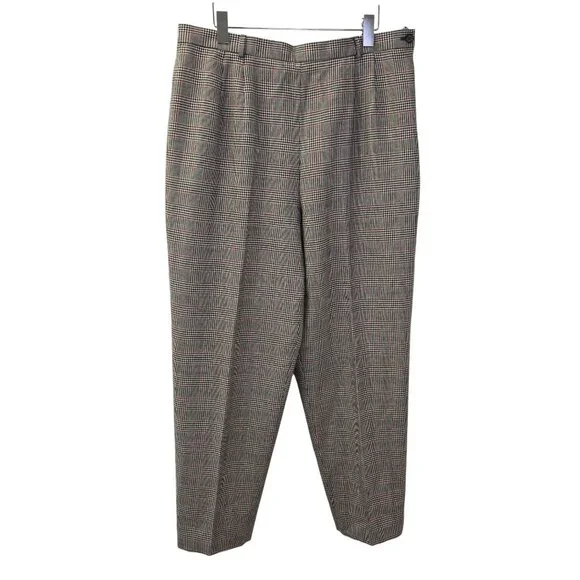 Talbots Wool Blend Glen Plaid Tapered Trouser Pants Size 16