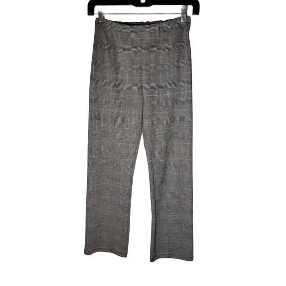 Free People Plaid Pull On Pants Womens 0 Stretch Career Straight Leg
