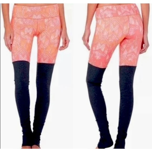 ALO YOGA GUAVA INDIO RIBBED GODDESS LEGGING ORANGE GRAY COLOR SIZE XS