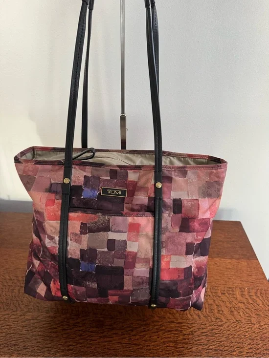 Tumi Voyageur Q-Tote Multi-Color Patchwork Mosaic Print Nylon Bag