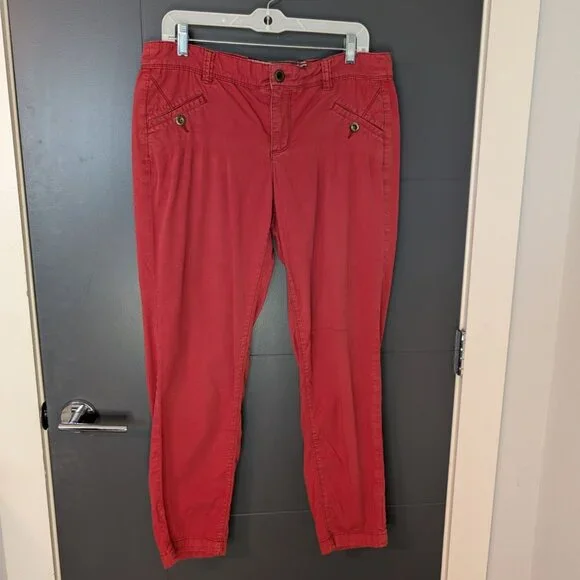 Daughters‎ Of The Liberation Red Cotton-Blend Straight-Leg Pants Size 10
