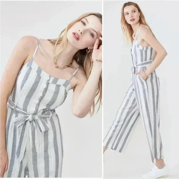 Rails Harper Jumpsuit Laguna Striped W Pockets Wide Leg Crop