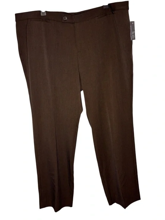 New CJ BANKS size 24W Brown Stretch Moderately Curvy Fit Trouser Dress Pants NWT