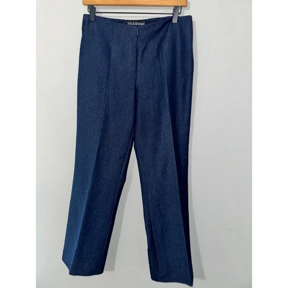 Talk of The Walk Blue Microfiber‎ Rayon Blend Dress Wide Leg Pants Womens Size 6