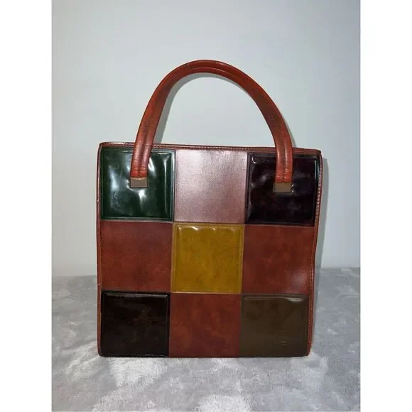Iconic VINTAGE Patchwork Bag “Friends” Phoebe Square Leather Tote