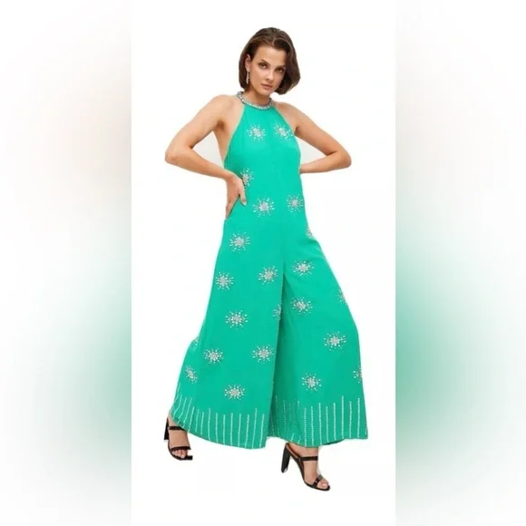 Karen Millen Crystal Embellished Wide Leg Jumpsuit