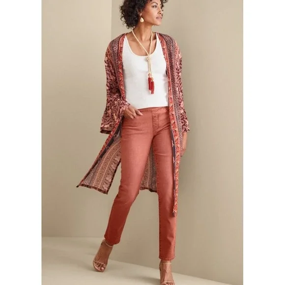 NWT Soft Surroundings the Ultimate Straight Leg Crop Pant Orange SZ L 14/16