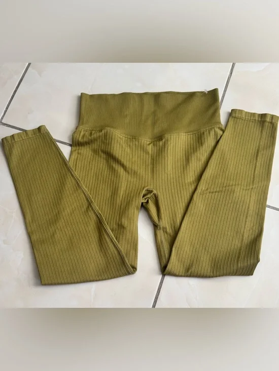 Victoria's Secret Olive Ribbed High-Rise Leggings