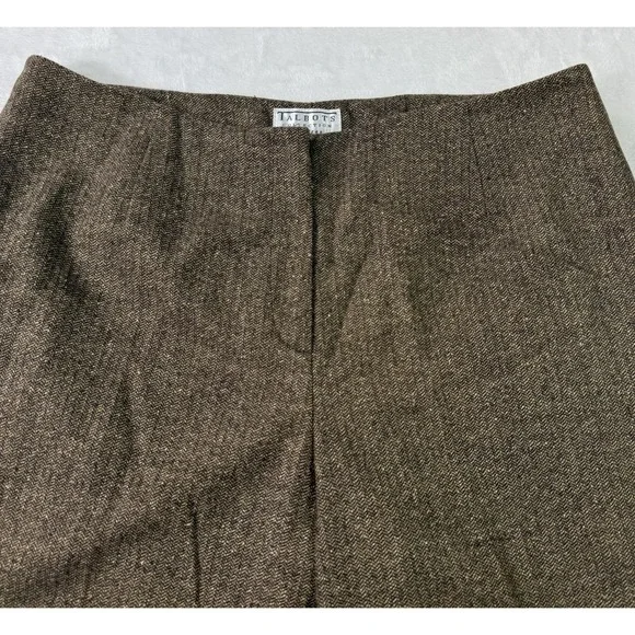Talbots Dress Pants Womens Petite 10 Wool Silk Herringbone Made in Italy Stretch