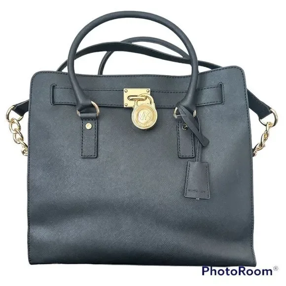 New Michael Kors Hamilton Black Large Saffiano Leather Tote