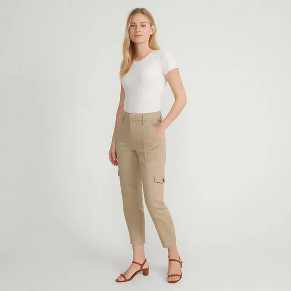 NWT White House Black Market High Rise Utility Crop Pants Sienna Sand 00 #WHBM64