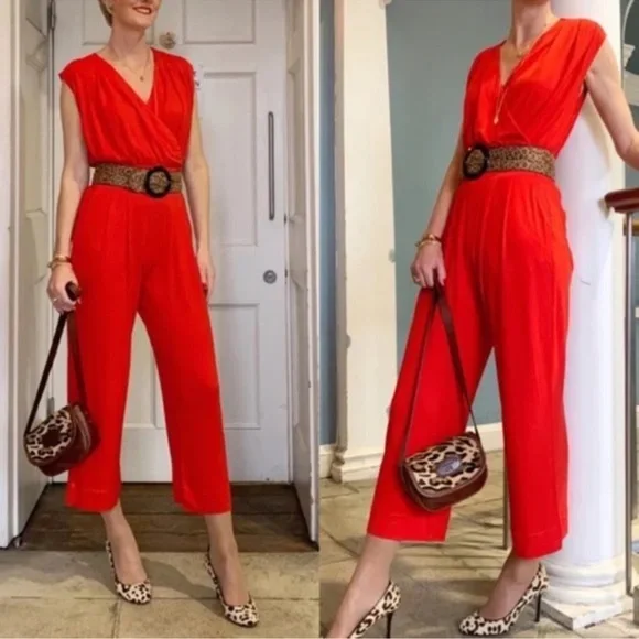 NWT Cabi Uptown Jumpsuit‎ Ankle in Vermilion Red M
