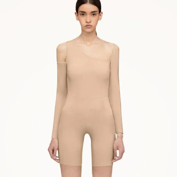 NWT Wolford Almond Warm Up‎ Cutout Fitted Jumpsuit Playsuit 40 US 10