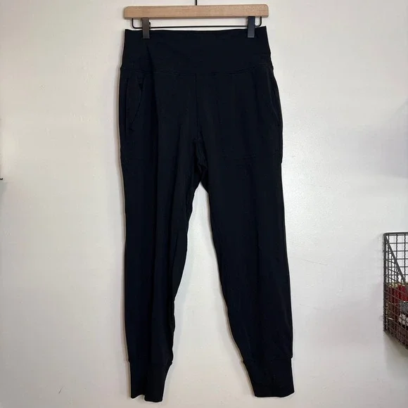 Athleta Womens Black High Rise Ribbed Waistband Jogger Pants Size Small S