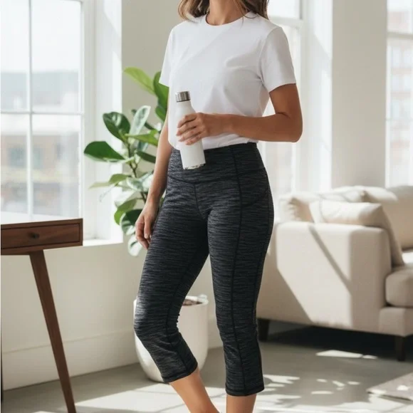 Athleta Heathered Black Capri Leggings