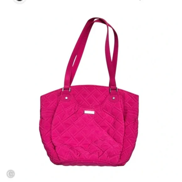 Vera Bradley Quilted Microfiber Tote Bag Magenta Berry Pink Pocketbook Purse