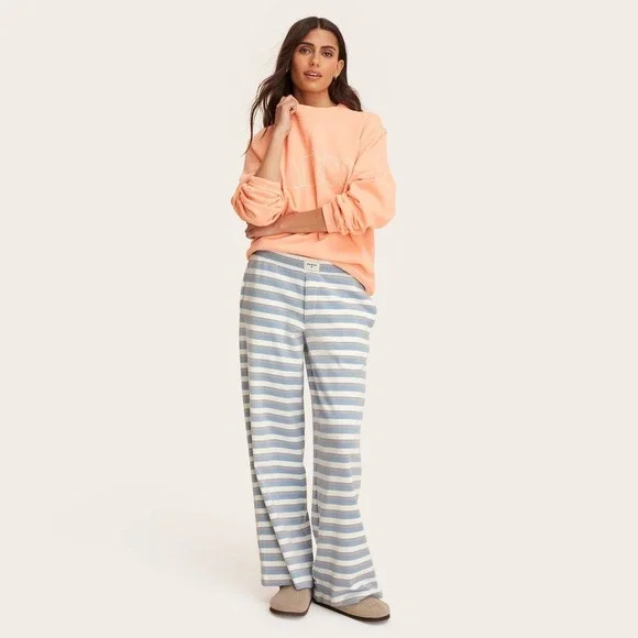 Parke Target Women L Large Boxer Knit Sweatpants Blue/Orange Striped Sweat Pants