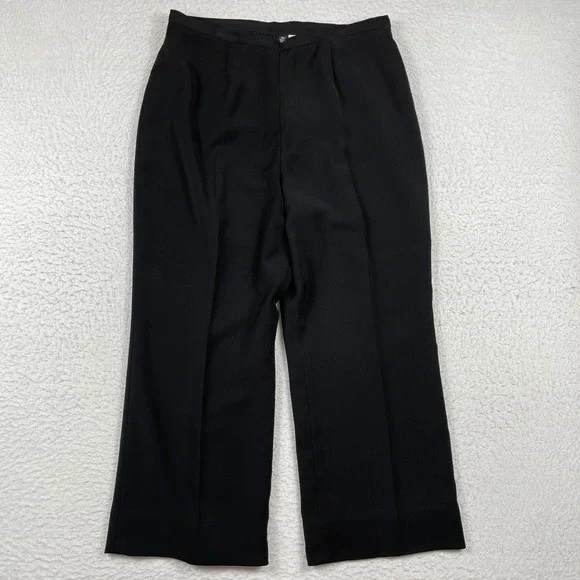 Le Suit Dress Pants Women 16P Black Wide Leg Professional Career Trousers