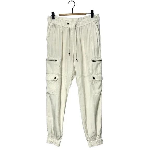 Banana Republic cargo pants Ivory Elastic drawstring‎ waist, size Small