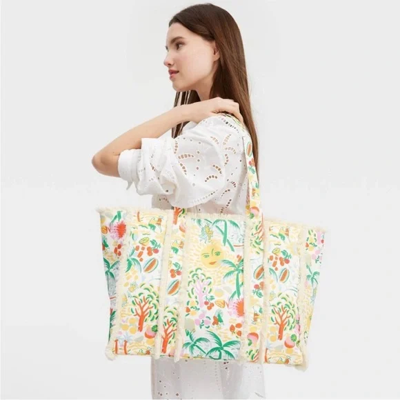 Roller Rabbit x Target Vacation Fringe Canvas Tote Bag NWT