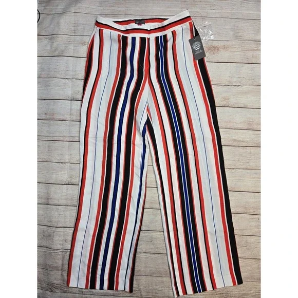 Vince Camuto Women's Wide-Leg Striped Lightweight Dress Pants Black Size 6 NWT‎