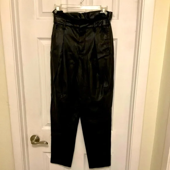 Blank Nyc Women Dark Secrets Faux Leather‎ Paperbag Waist Pants Size 27