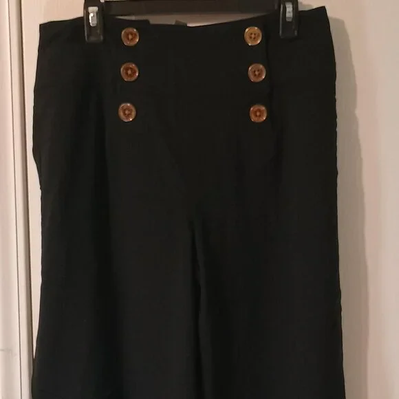 Lauren Ralph Lauren/Sailor Dress Pants/Women 12/Black/High Waist Wide Leg