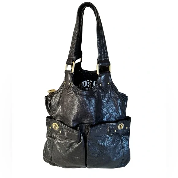 Elegant Black Leather Tote Bag