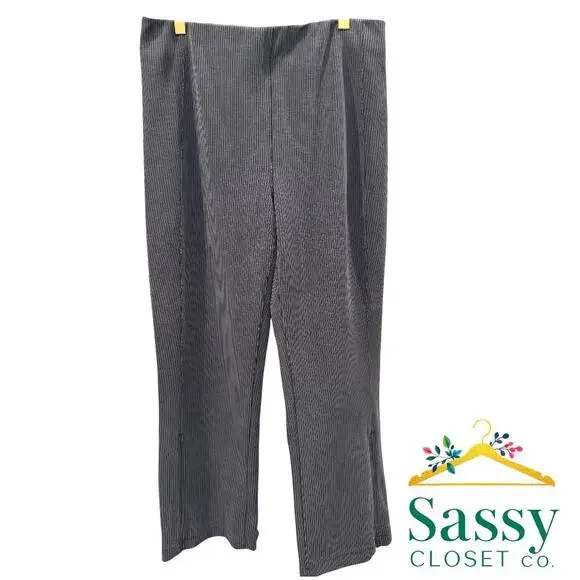 ✨ LULULEMON Smooth-Fit Ribbed High-Rise Pants 12 Gray Pinstripe Zip Ankle 🩶