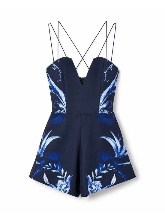 Keepsake The Label Be My Escape Floral Open Back Playsuit Romper XS
