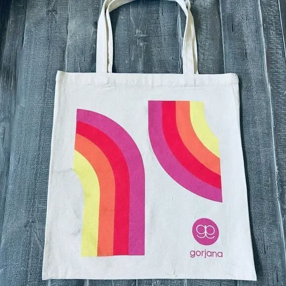 Gorjana Cream Rainbow Summer Canvas Tote Bag
