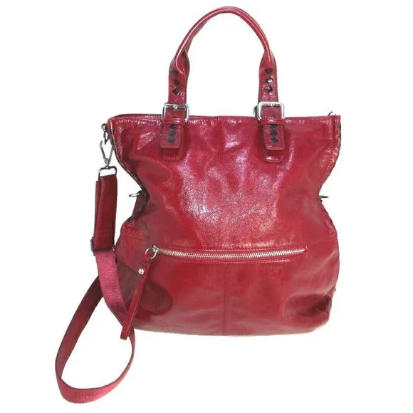 VICENZO red leather tote, shoulder bag, handbag, purse