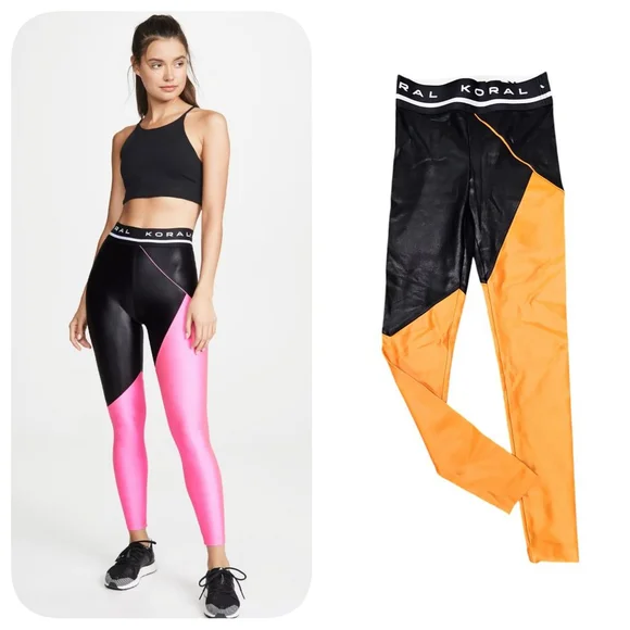 Koral Pipe High Rise Limitless Plus Leggings Black Orange Sz S