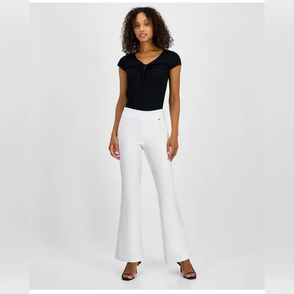INC WOMEN'S WHITE PULL ON FLARE LEG PANTS NWT