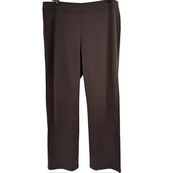 Eileen Fisher womens Brown Ponte Knit Elastic Waist Pull On Pants Size large