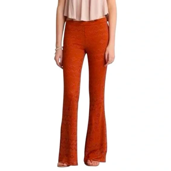 American Eagle Burnt Orange Lace Wide Leg Casual Pants Womens Size L