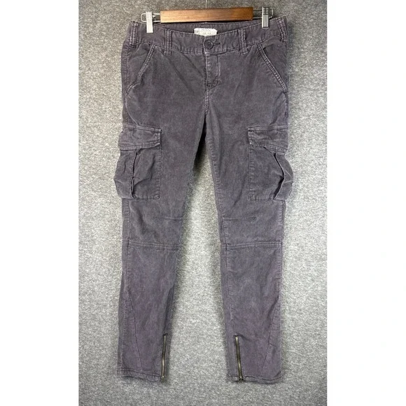 Free People Corduroy‎ Cargo Pants Ankle Zipper Womens Size 28 Skinny Fit BTN Fly