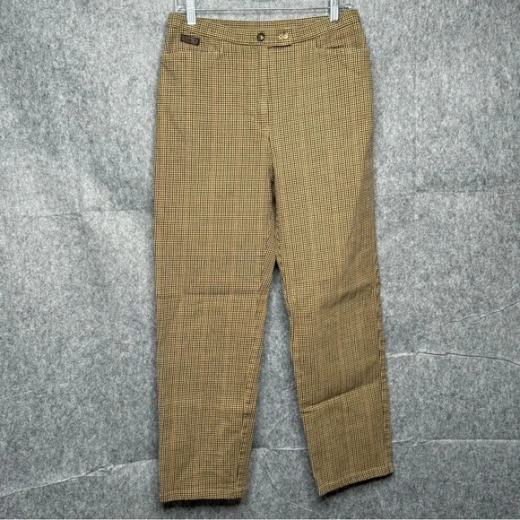 Lauren Ralph Lauren Vintage Tan Houndstooth Straight Leg‎ Trouser Pants- Sz 10
