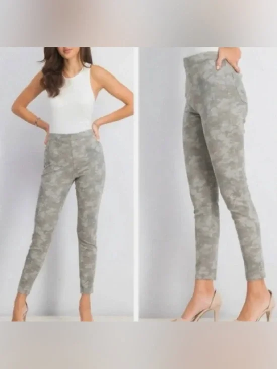 Spank Light Green & Grey Camouflage Jeggings