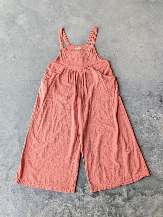 Natural Life Carrington Jumpsuit Orange Cotton Wide Leg Overall Romper medium