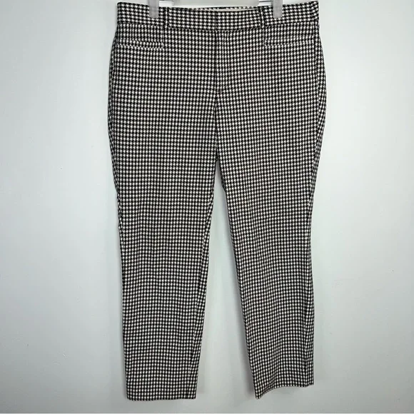 Banana Republic Sloan Houndstooth Ankle Pants Size 10 Workwear Chic Black White