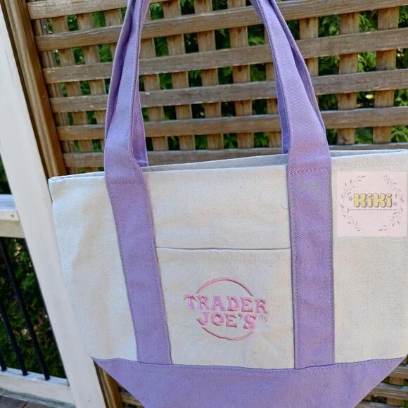 Trader Joe's Mini Pastel Canvas Tote Bags set of 4 limited edition