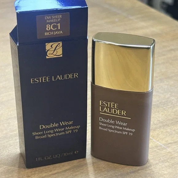 Estee Lauder Double Wear Sheer Makeup Foundation 8C1 Rich Java 1oz 30ml SPF 19
