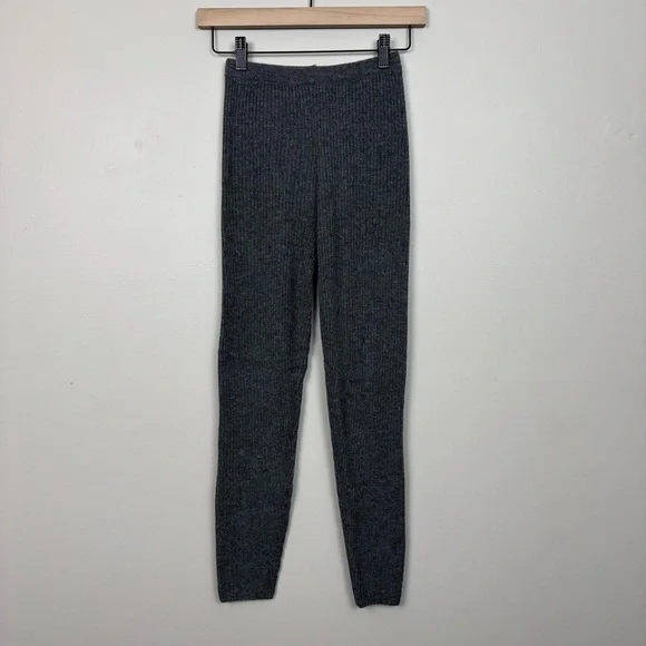 Neiman Marcus‎ Pants Womens XS Heather Grey Cashmere Skinny Leg Ribbed Pull On
