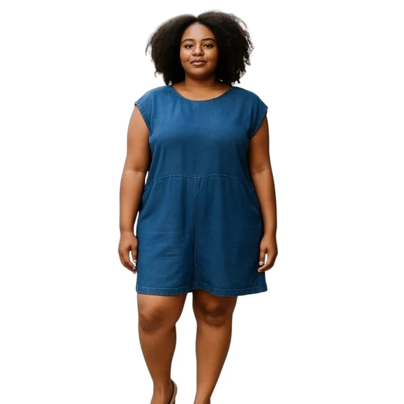 Gap Blue Sleeveless‎ Denim Jean Romper Size XL