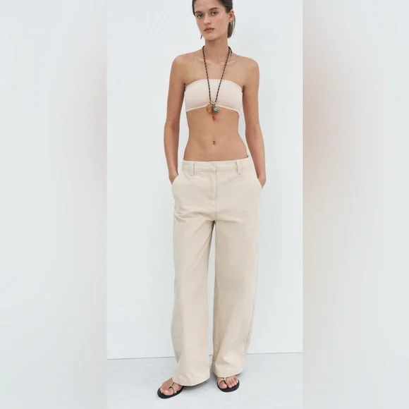 ZARA BALLOON PANTS LIGHT CAMEL