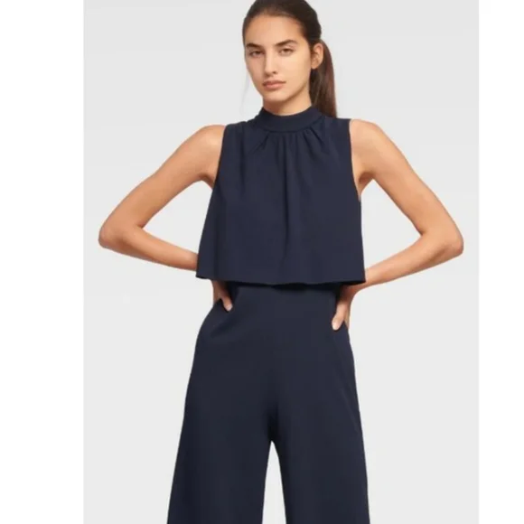 Dkny Women's Sleeveless High Neck Popover Jumpsuit