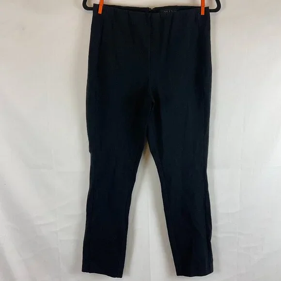 Rag & Bone Pants 10 Black Zipper Back Stretch Waist Straight Leg